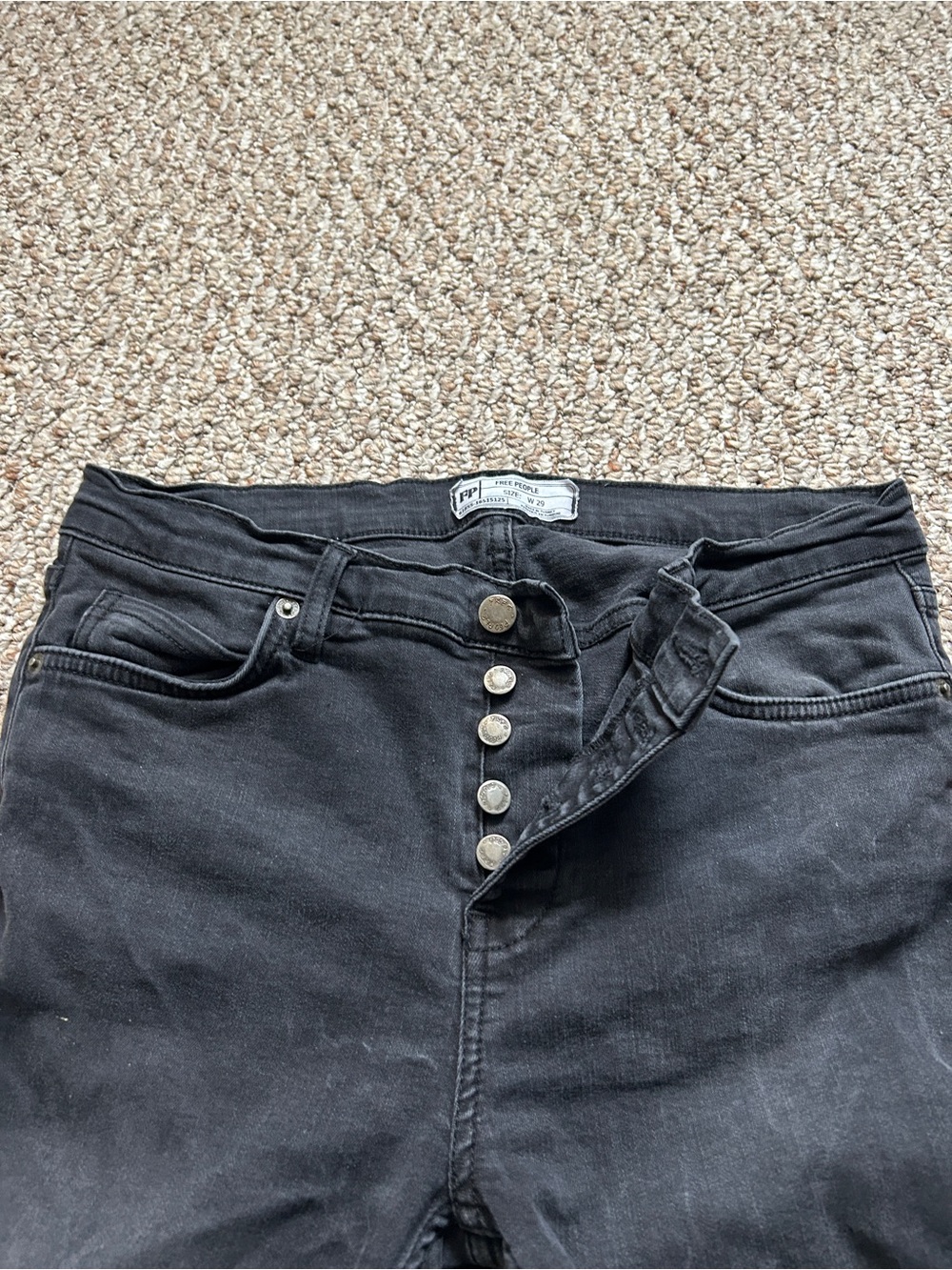 Free People High-Rise Black Button-Fly Jeans